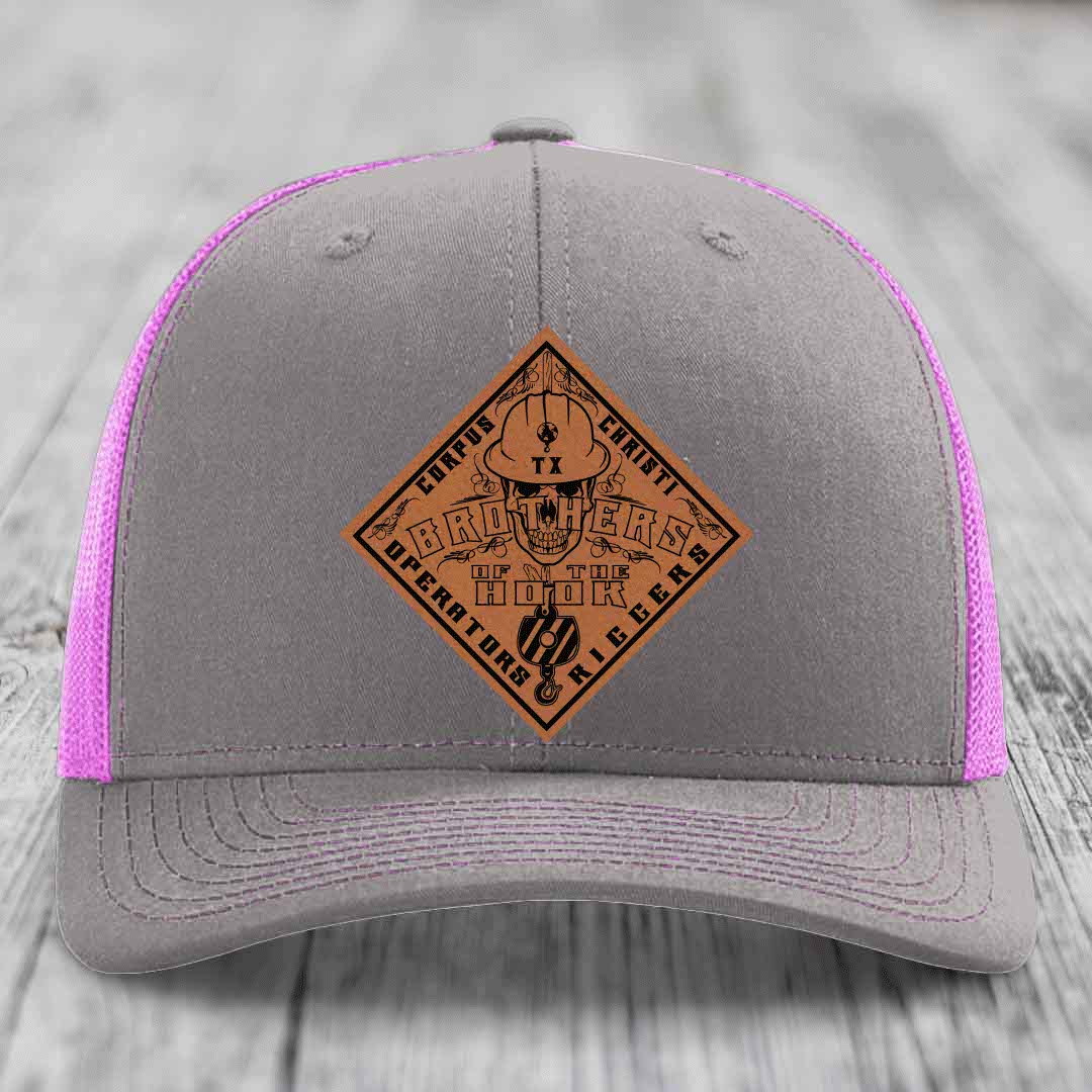 Brothers of the Hook (Corpus Christi) - Leather Patch Hat - Rawhide to Black Patch - Richardson 112 Snapback Trucker Hat