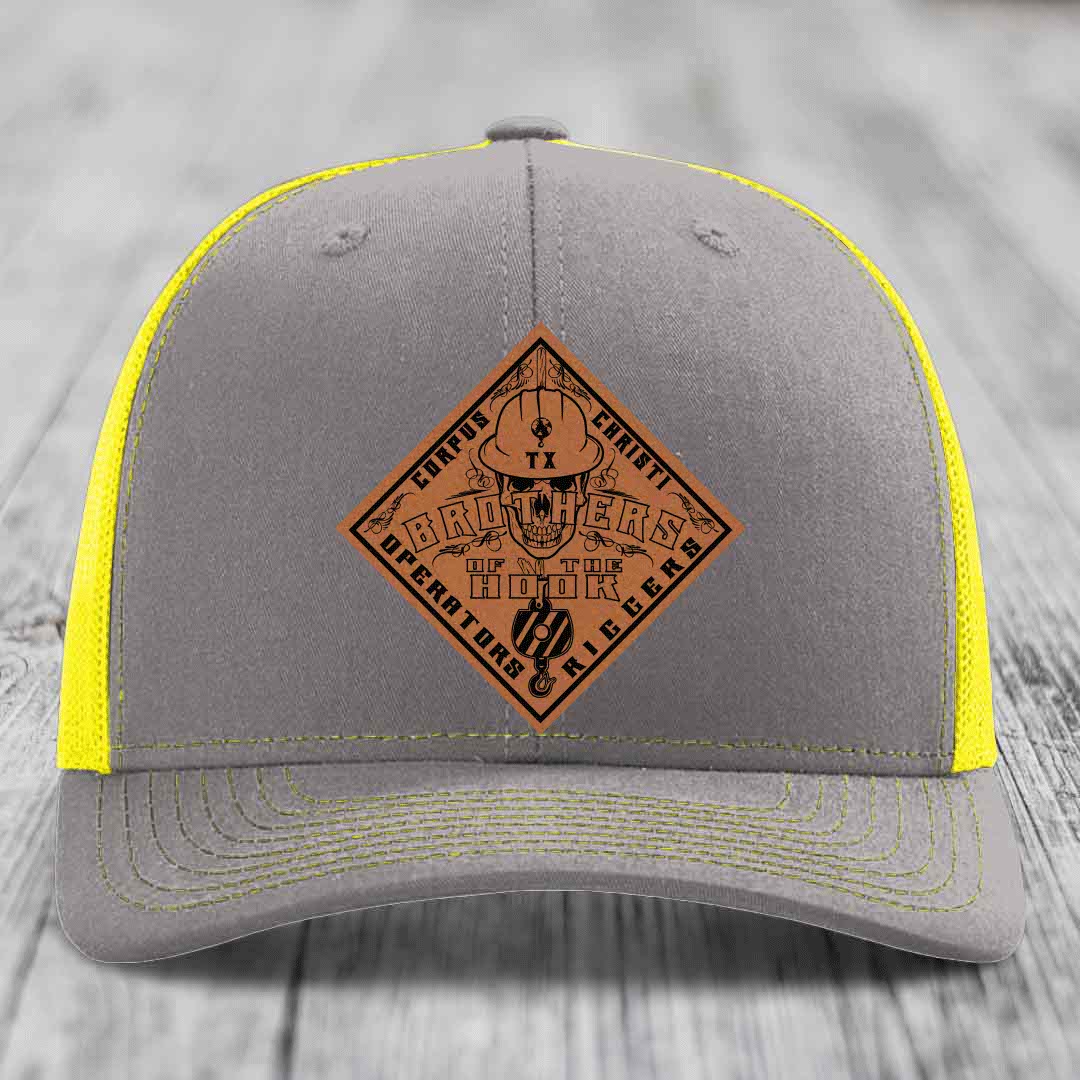 Brothers of the Hook (Corpus Christi) - Leather Patch Hat - Rawhide to Black Patch - Richardson 112 Snapback Trucker Hat