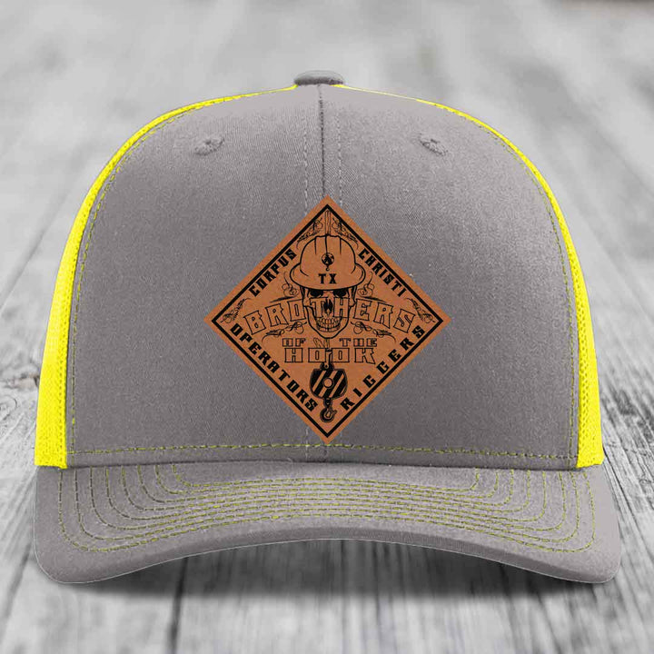 Brothers of the Hook (Corpus Christi) - Leather Patch Hat - Rawhide to Black Patch - Richardson 112 Snapback Trucker Hat