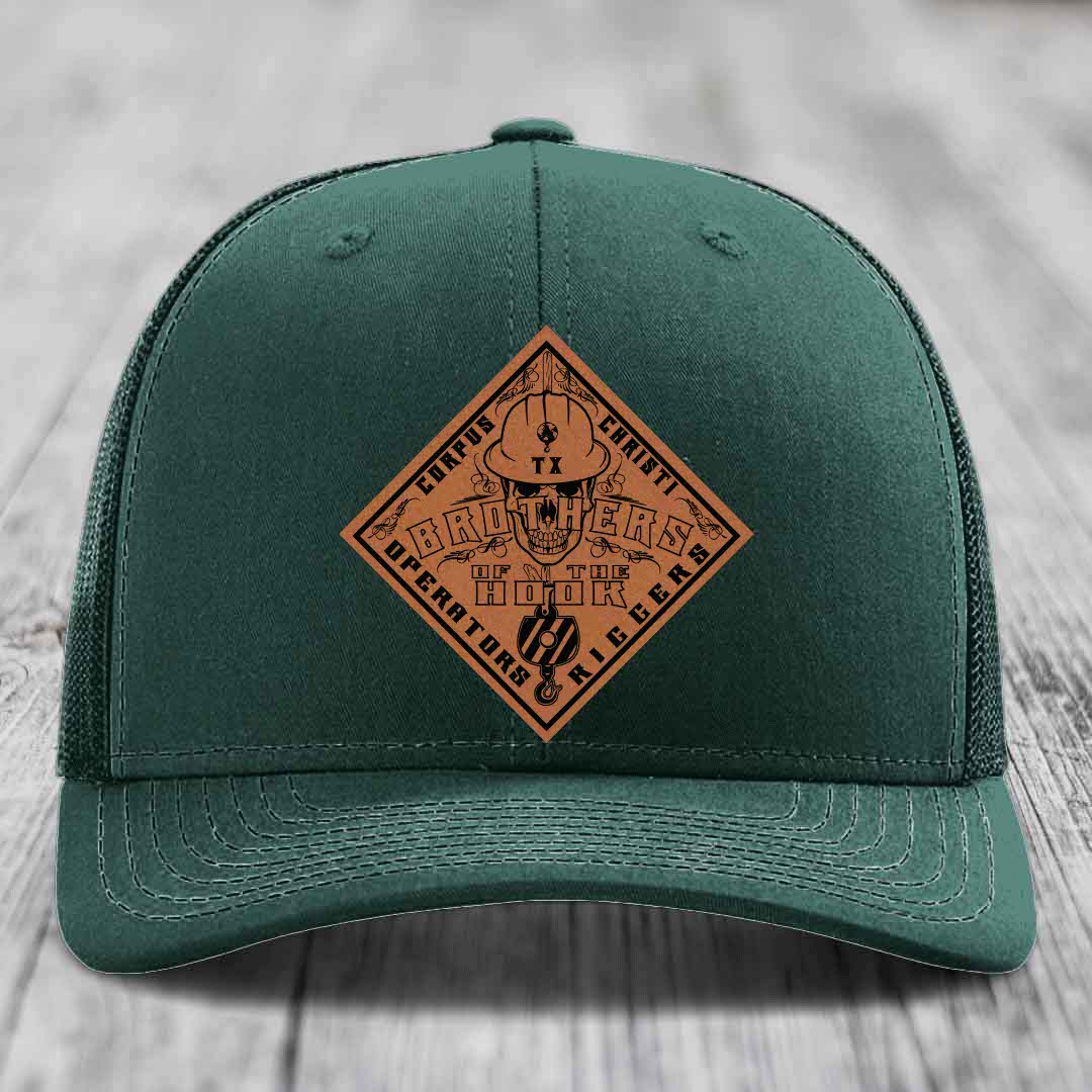 Brothers of the Hook (Corpus Christi) - Leather Patch Hat - Rawhide to Black Patch - Richardson 112 Snapback Trucker Hat