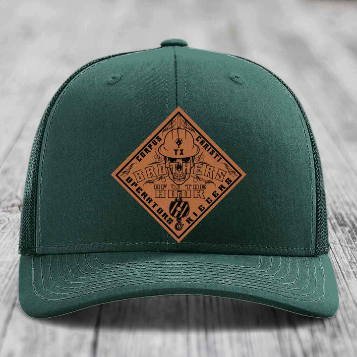 Brothers of the Hook (Corpus Christi) - Leather Patch Hat - Rawhide to Black Patch - Richardson 112 Snapback Trucker Hat