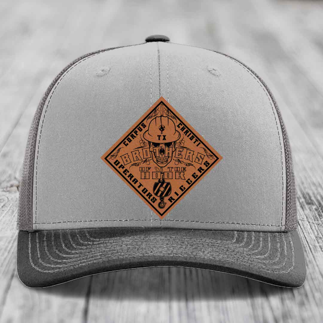 Brothers of the Hook (Corpus Christi) - Leather Patch Hat - Rawhide to Black Patch - Richardson 112 Snapback Trucker Hat