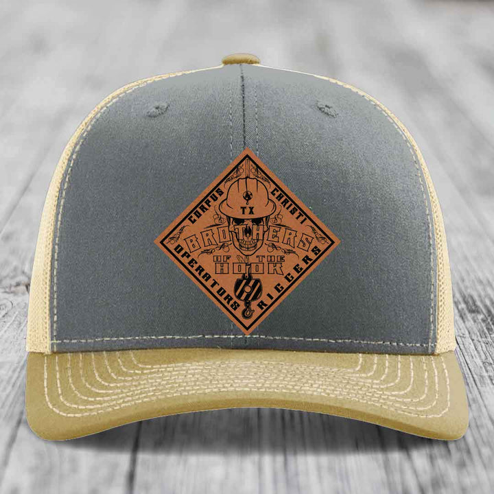 Brothers of the Hook (Corpus Christi) - Leather Patch Hat - Rawhide to Black Patch - Richardson 112 Snapback Trucker Hat
