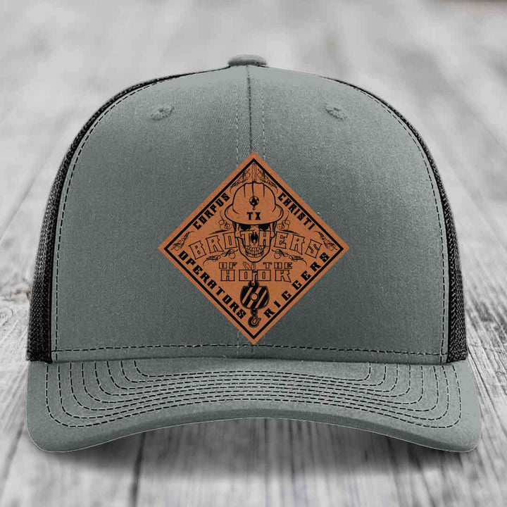 Brothers of the Hook (Corpus Christi) - Leather Patch Hat - Rawhide to Black Patch - Richardson 112 Snapback Trucker Hat