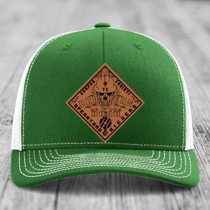 Brothers of the Hook (Corpus Christi) - Leather Patch Hat - Rawhide to Black Patch - Richardson 112 Snapback Trucker Hat