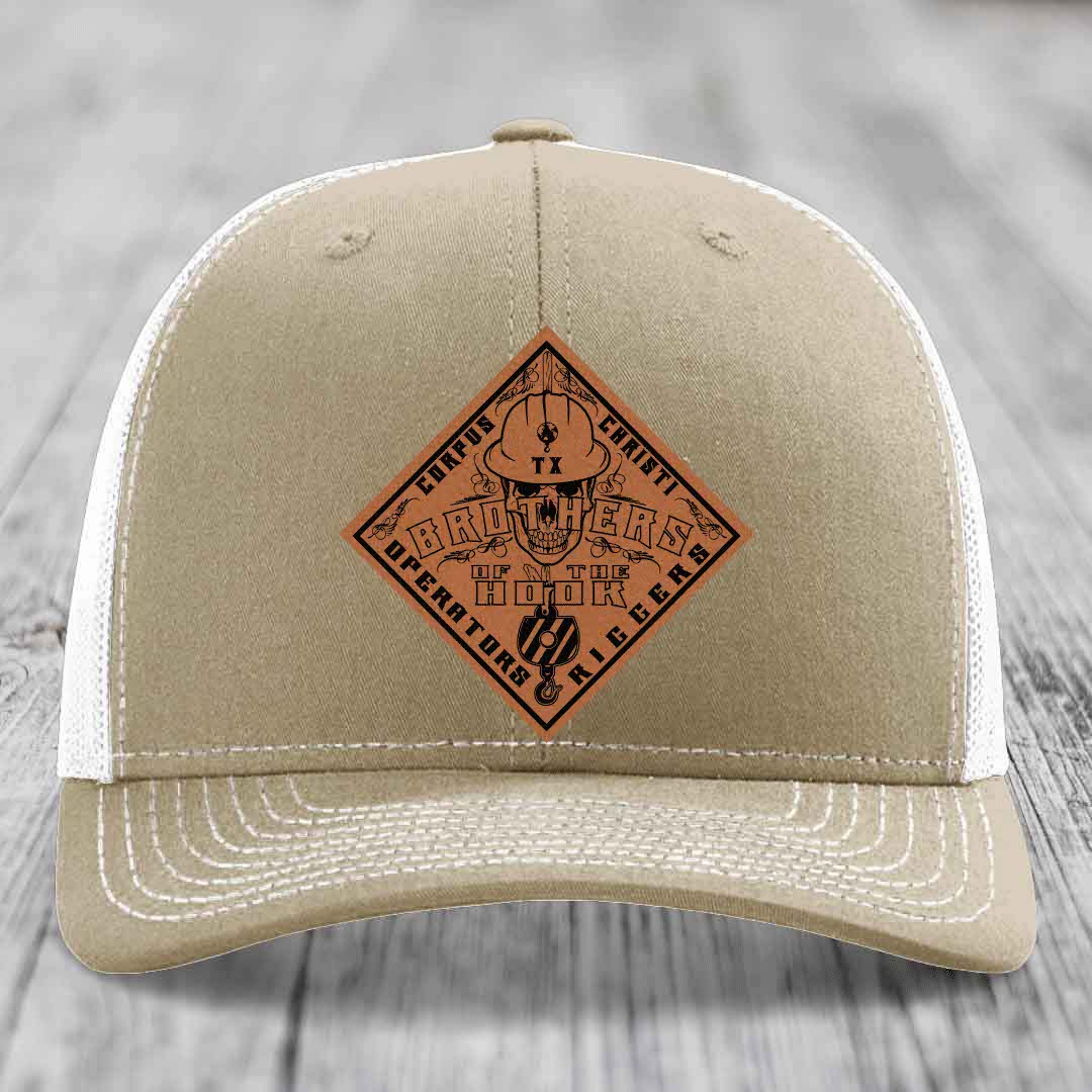 Brothers of the Hook (Corpus Christi) - Leather Patch Hat - Rawhide to Black Patch - Richardson 112 Snapback Trucker Hat