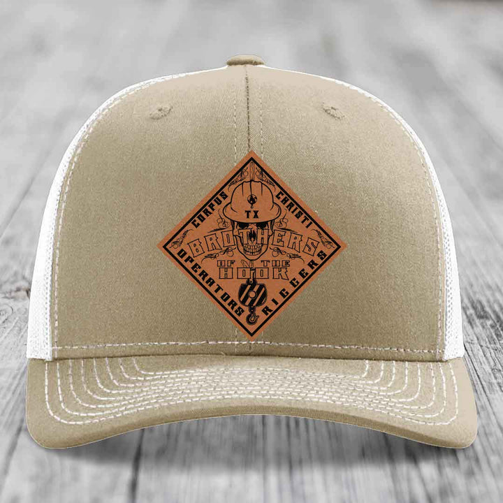 Brothers of the Hook (Corpus Christi) - Leather Patch Hat - Rawhide to Black Patch - Richardson 112 Snapback Trucker Hat