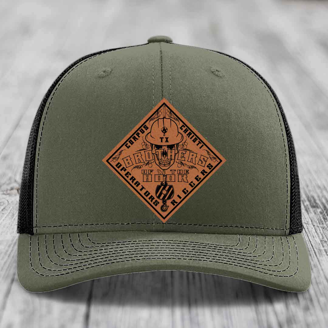 Brothers of the Hook (Corpus Christi) - Leather Patch Hat - Rawhide to Black Patch - Richardson 112 Snapback Trucker Hat