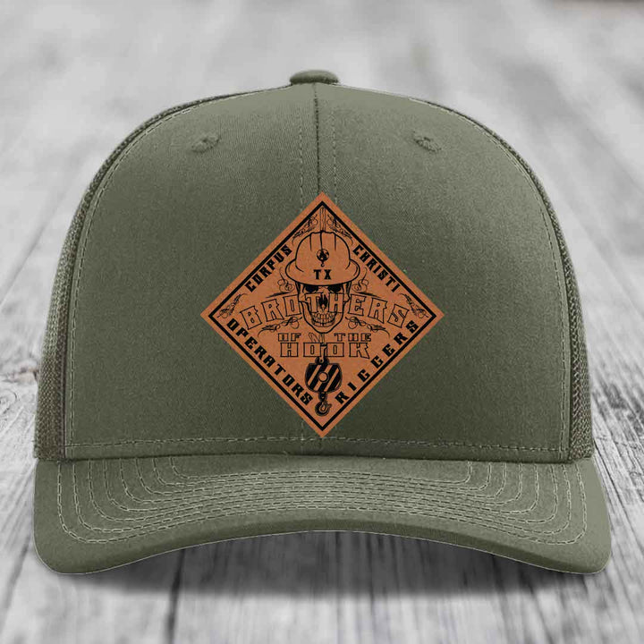 Brothers of the Hook (Corpus Christi) - Leather Patch Hat - Rawhide to Black Patch - Richardson 112 Snapback Trucker Hat