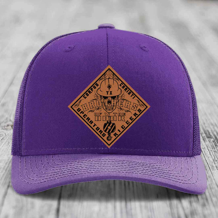 Brothers of the Hook (Corpus Christi) - Leather Patch Hat - Rawhide to Black Patch - Richardson 112 Snapback Trucker Hat