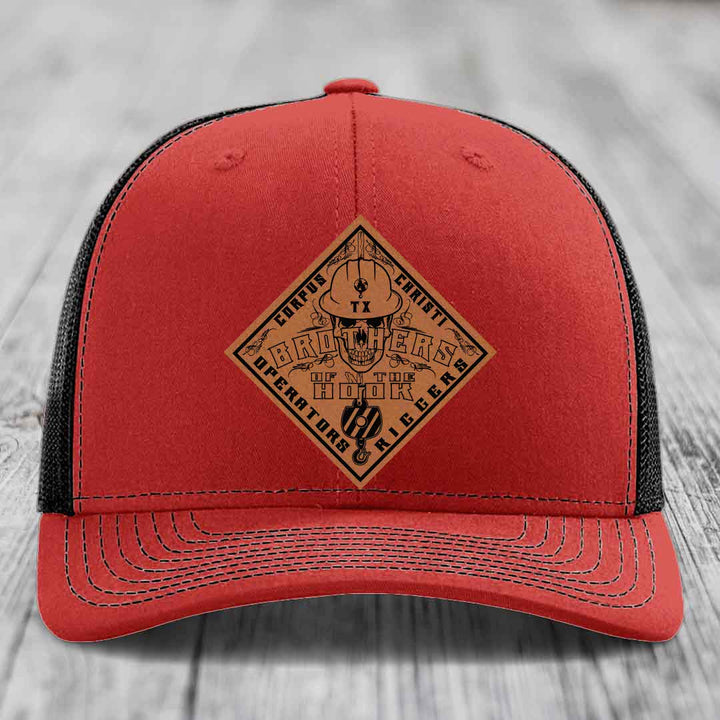 Brothers of the Hook (Corpus Christi) - Leather Patch Hat - Rawhide to Black Patch - Richardson 112 Snapback Trucker Hat