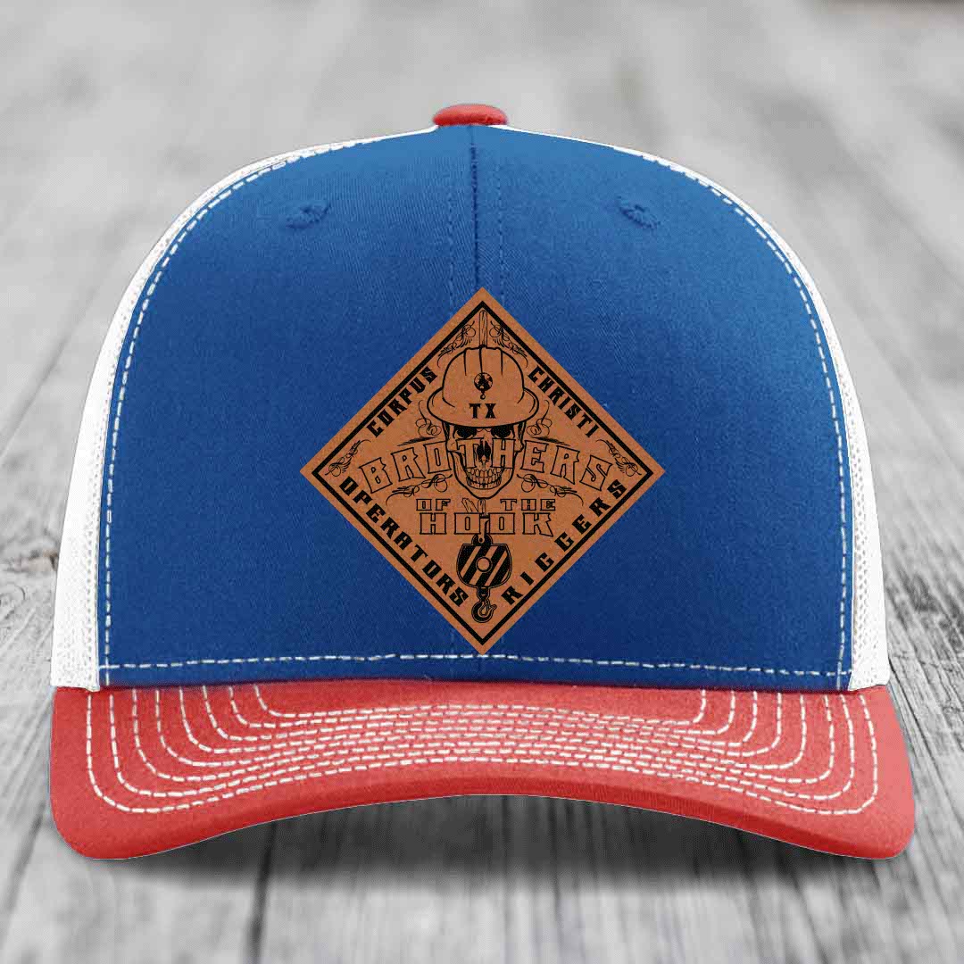 Brothers of the Hook (Corpus Christi) - Leather Patch Hat - Rawhide to Black Patch - Richardson 112 Snapback Trucker Hat