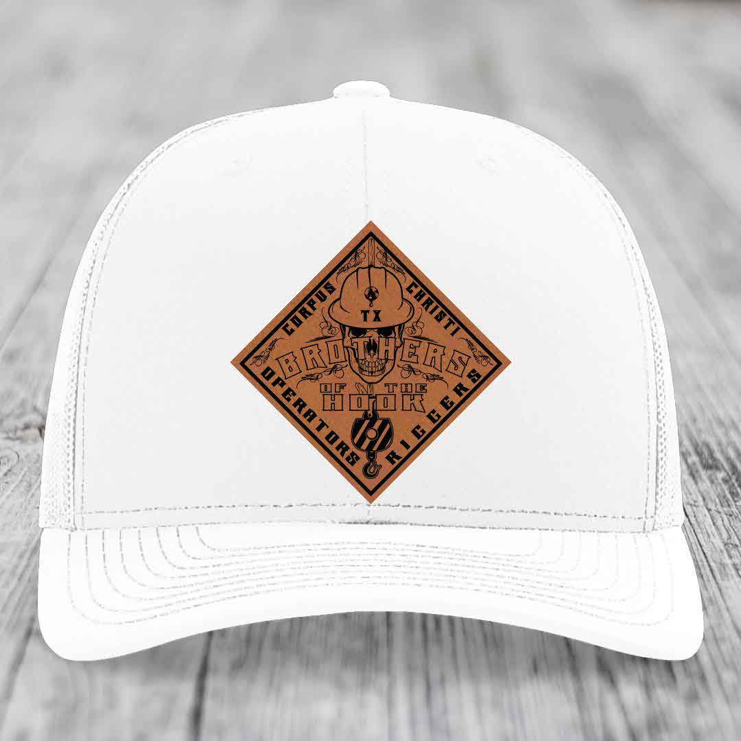 Brothers of the Hook (Corpus Christi) - Leather Patch Hat - Rawhide to Black Patch - Richardson 112 Snapback Trucker Hat