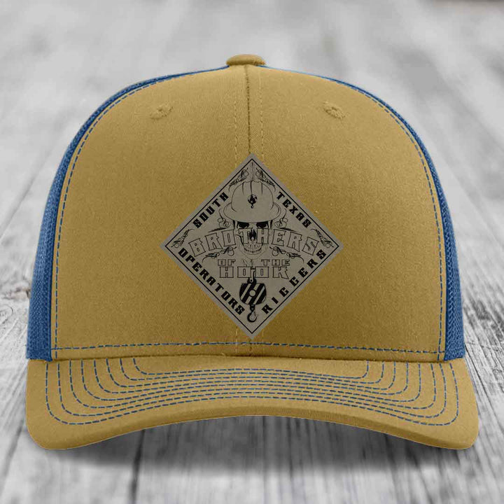 Brothers of the Hook (South Texas) - Leather Patch Hat - Light Brown to Black Patch - Richardson 112 Snapback Trucker Hat