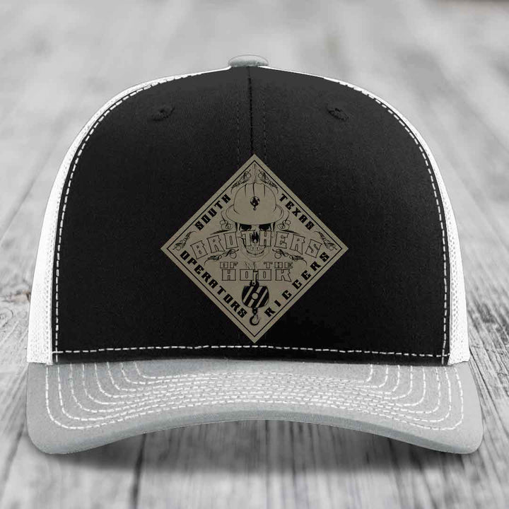Brothers of the Hook (South Texas) - Leather Patch Hat - Light Brown to Black Patch - Richardson 112 Snapback Trucker Hat