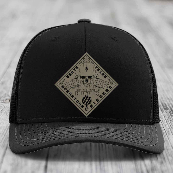 Brothers of the Hook (South Texas) - Leather Patch Hat - Light Brown to Black Patch - Richardson 112 Snapback Trucker Hat