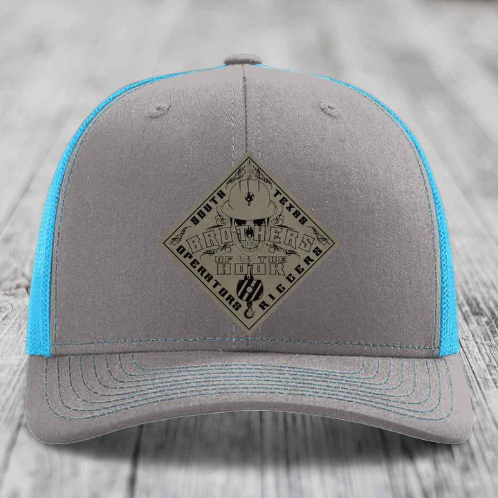 Brothers of the Hook (South Texas) - Leather Patch Hat - Light Brown to Black Patch - Richardson 112 Snapback Trucker Hat