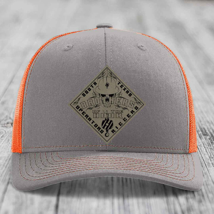 Brothers of the Hook (South Texas) - Leather Patch Hat - Light Brown to Black Patch - Richardson 112 Snapback Trucker Hat