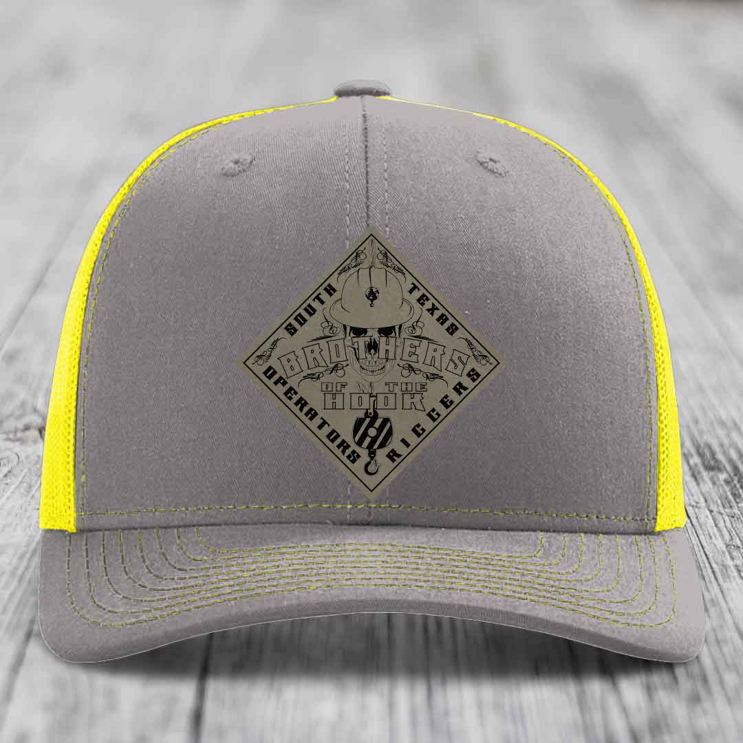 Brothers of the Hook (South Texas) - Leather Patch Hat - Light Brown to Black Patch - Richardson 112 Snapback Trucker Hat