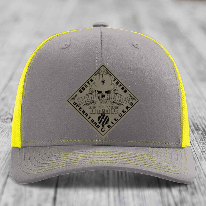 Brothers of the Hook (South Texas) - Leather Patch Hat - Light Brown to Black Patch - Richardson 112 Snapback Trucker Hat