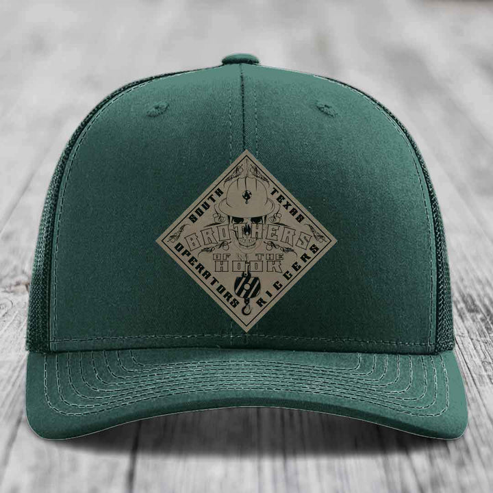 Brothers of the Hook (South Texas) - Leather Patch Hat - Light Brown to Black Patch - Richardson 112 Snapback Trucker Hat