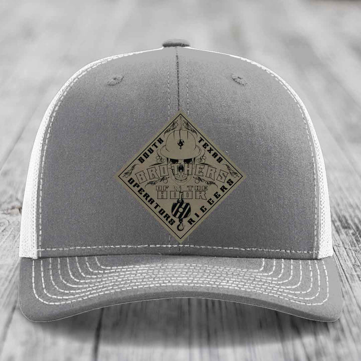 Brothers of the Hook (South Texas) - Leather Patch Hat - Light Brown to Black Patch - Richardson 112 Snapback Trucker Hat