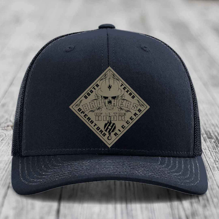 Brothers of the Hook (South Texas) - Leather Patch Hat - Light Brown to Black Patch - Richardson 112 Snapback Trucker Hat