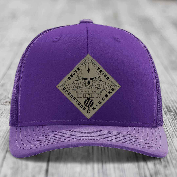 Brothers of the Hook (South Texas) - Leather Patch Hat - Light Brown to Black Patch - Richardson 112 Snapback Trucker Hat