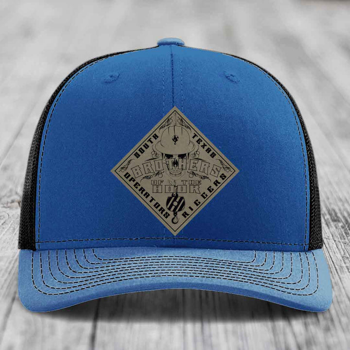 Brothers of the Hook (South Texas) - Leather Patch Hat - Light Brown to Black Patch - Richardson 112 Snapback Trucker Hat