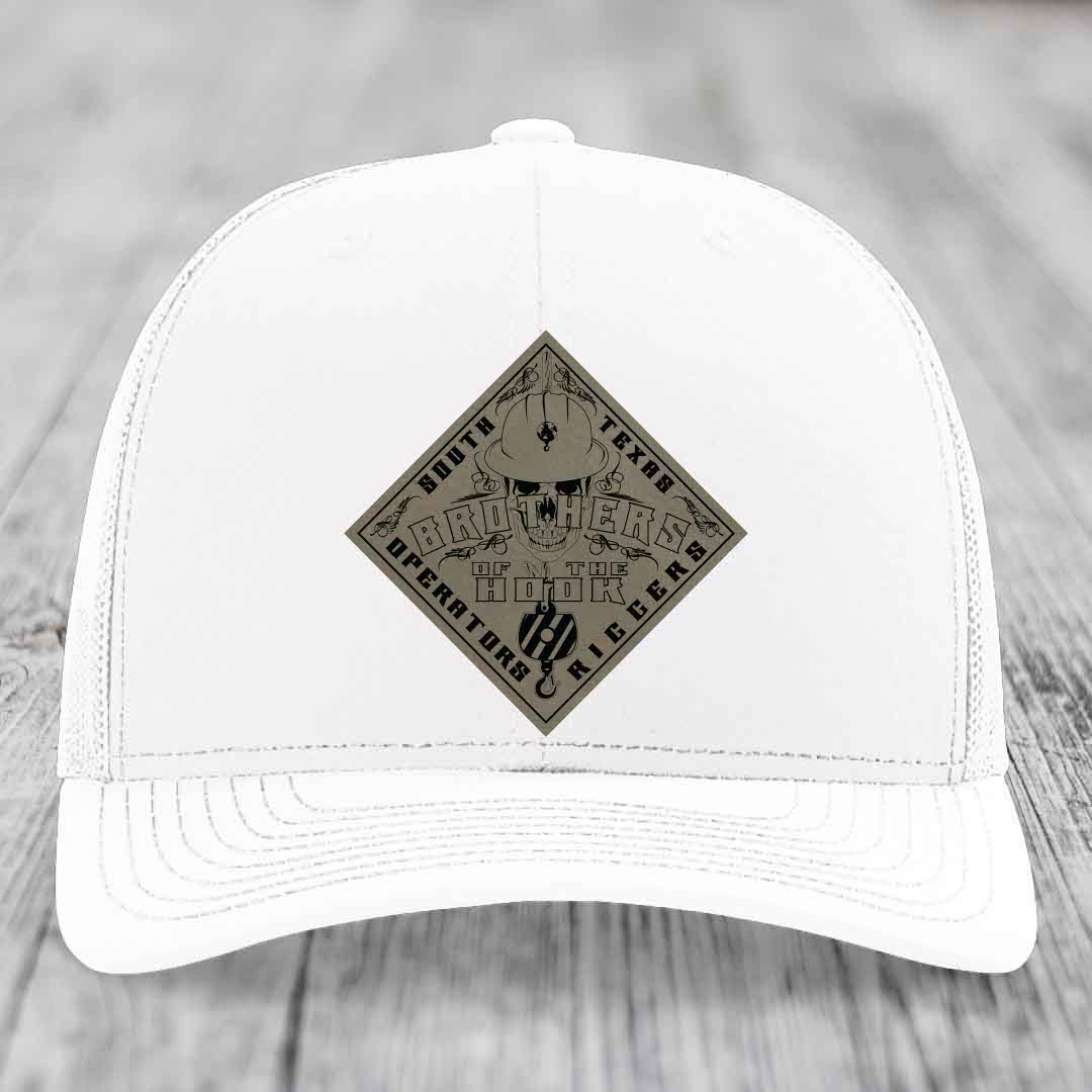 Brothers of the Hook (South Texas) - Leather Patch Hat - Light Brown to Black Patch - Richardson 112 Snapback Trucker Hat