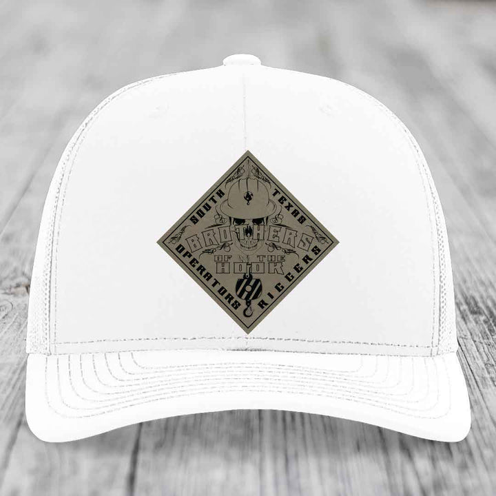 Brothers of the Hook (South Texas) - Leather Patch Hat - Light Brown to Black Patch - Richardson 112 Snapback Trucker Hat