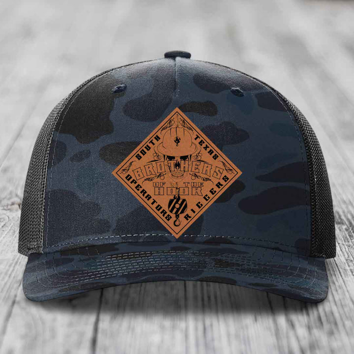 Brothers of the Hook (South Texas) - Leather Patch Hat - Rawhide to Black Patch - Richardson 112PFP Snapback Trucker Hat