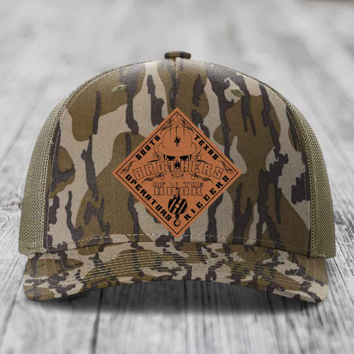 Brothers of the Hook (South Texas) - Leather Patch Hat - Rawhide to Black Patch - Richardson 112PFP Snapback Trucker Hat