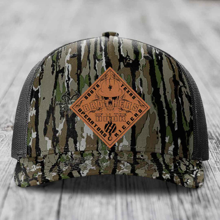 Brothers of the Hook (South Texas) - Leather Patch Hat - Rawhide to Black Patch - Richardson 112PFP Snapback Trucker Hat