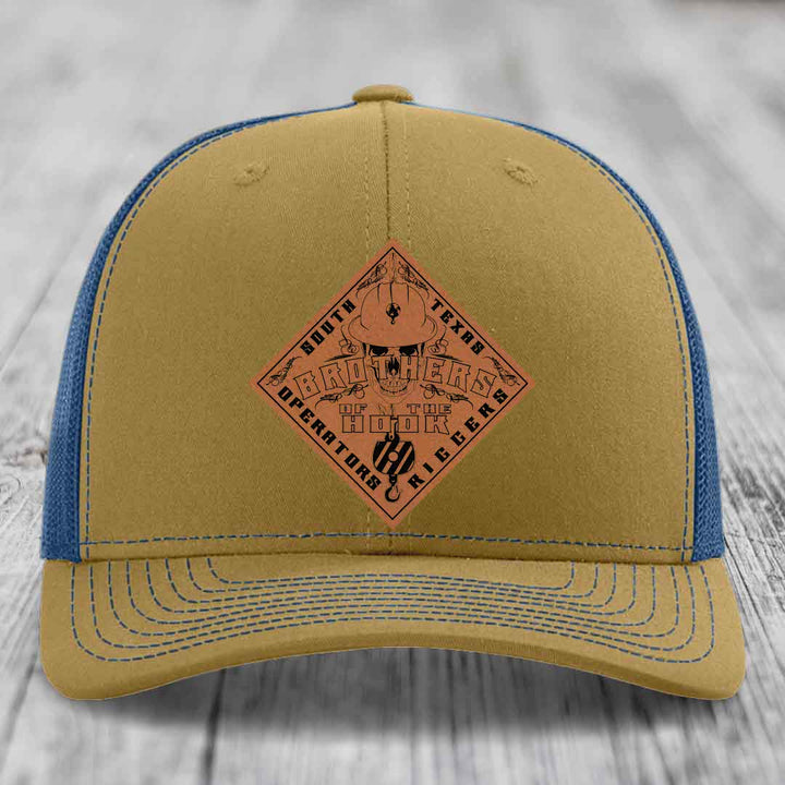 Brothers of the Hook (South Texas) - Leather Patch Hat - Rawhide to Black Patch - Richardson 112 Snapback Trucker Hat