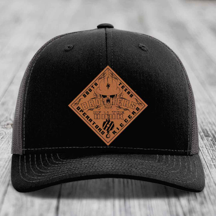 Brothers of the Hook (South Texas) - Leather Patch Hat - Rawhide to Black Patch - Richardson 112 Snapback Trucker Hat