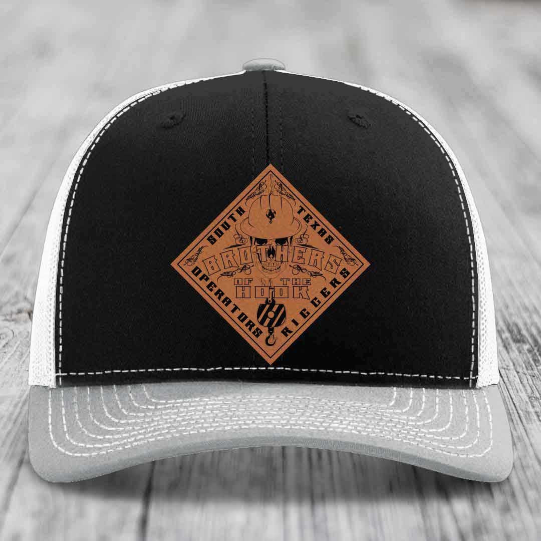 Brothers of the Hook (South Texas) - Leather Patch Hat - Rawhide to Black Patch - Richardson 112 Snapback Trucker Hat
