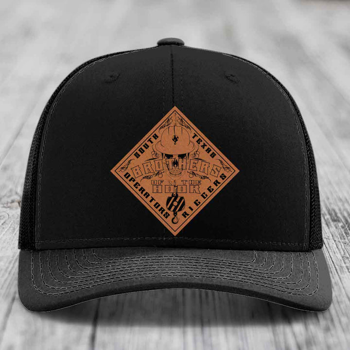 Brothers of the Hook (South Texas) - Leather Patch Hat - Rawhide to Black Patch - Richardson 112 Snapback Trucker Hat