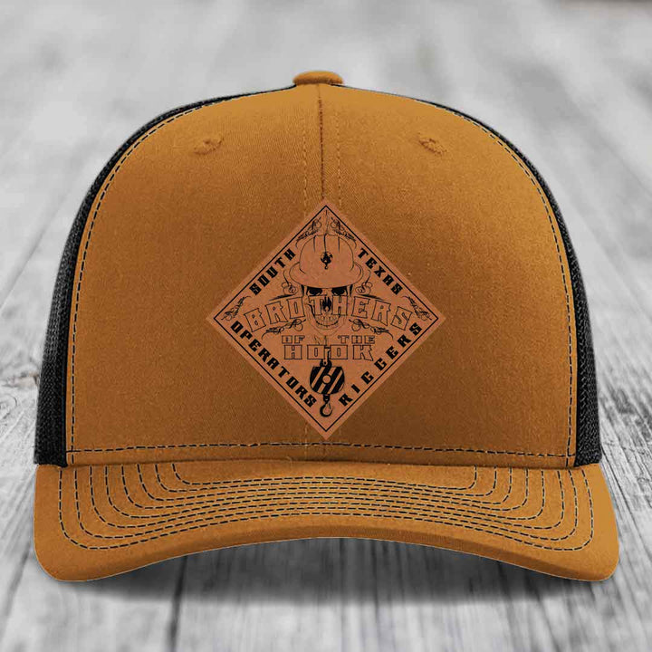 Brothers of the Hook (South Texas) - Leather Patch Hat - Rawhide to Black Patch - Richardson 112 Snapback Trucker Hat