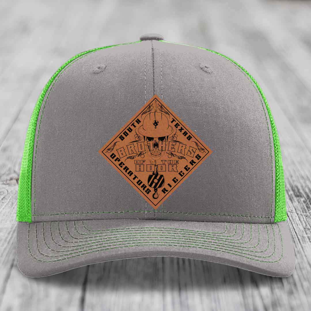 Brothers of the Hook (South Texas) - Leather Patch Hat - Rawhide to Black Patch - Richardson 112 Snapback Trucker Hat