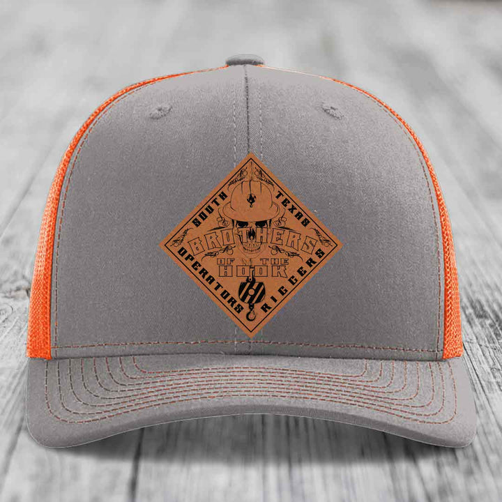Brothers of the Hook (South Texas) - Leather Patch Hat - Rawhide to Black Patch - Richardson 112 Snapback Trucker Hat