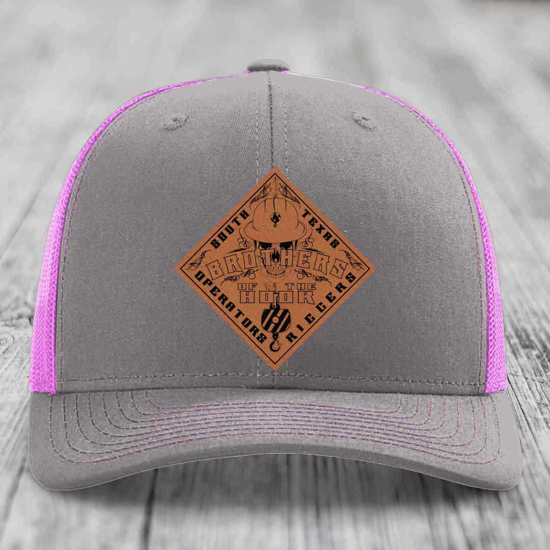 Brothers of the Hook (South Texas) - Leather Patch Hat - Rawhide to Black Patch - Richardson 112 Snapback Trucker Hat