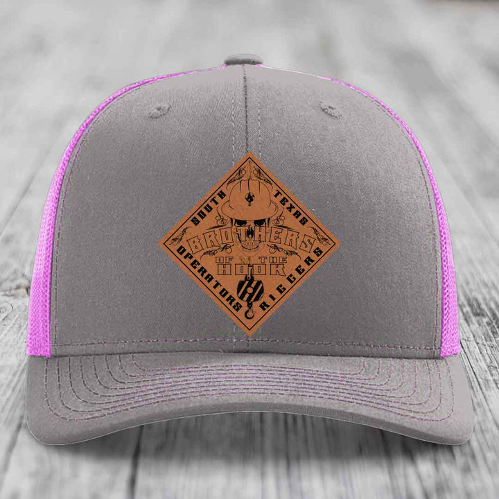 Brothers of the Hook (South Texas) - Leather Patch Hat - Rawhide to Black Patch - Richardson 112 Snapback Trucker Hat