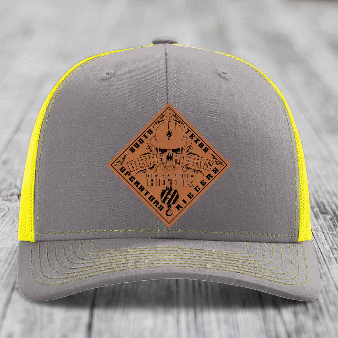 Brothers of the Hook (South Texas) - Leather Patch Hat - Rawhide to Black Patch - Richardson 112 Snapback Trucker Hat