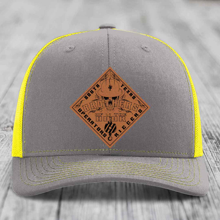 Brothers of the Hook (South Texas) - Leather Patch Hat - Rawhide to Black Patch - Richardson 112 Snapback Trucker Hat