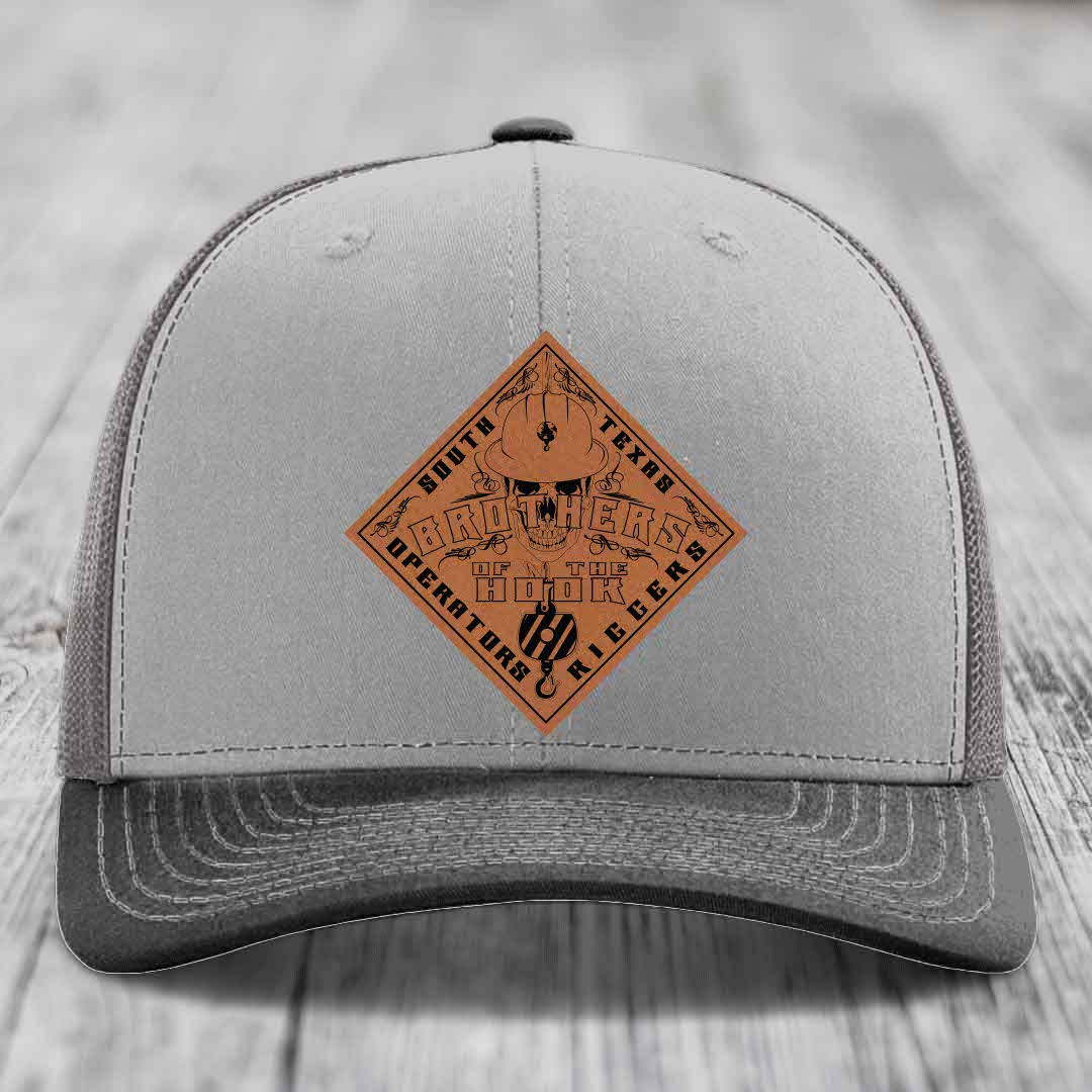 Brothers of the Hook (South Texas) - Leather Patch Hat - Rawhide to Black Patch - Richardson 112 Snapback Trucker Hat
