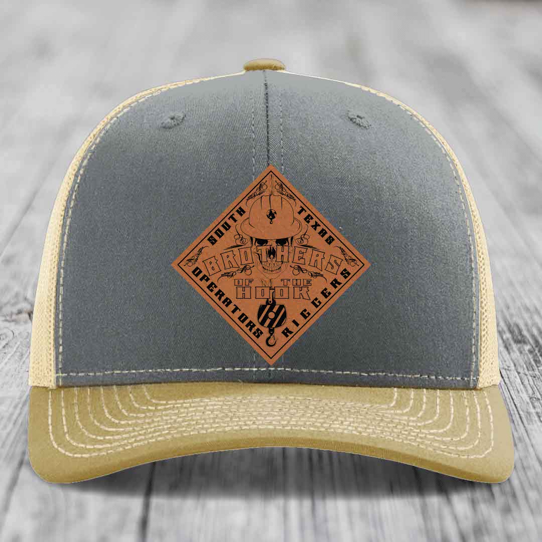 Brothers of the Hook (South Texas) - Leather Patch Hat - Rawhide to Black Patch - Richardson 112 Snapback Trucker Hat