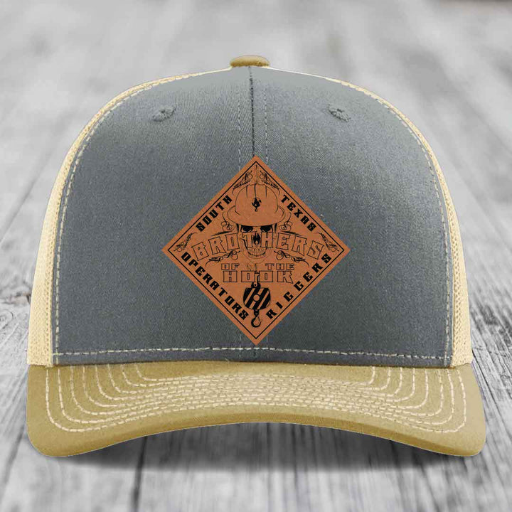 Brothers of the Hook (South Texas) - Leather Patch Hat - Rawhide to Black Patch - Richardson 112 Snapback Trucker Hat