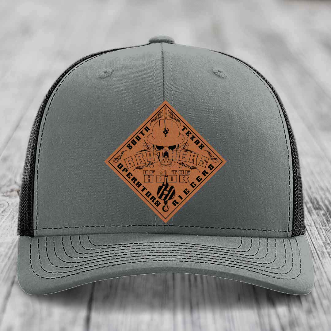 Brothers of the Hook (South Texas) - Leather Patch Hat - Rawhide to Black Patch - Richardson 112 Snapback Trucker Hat