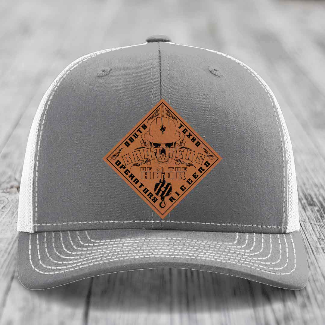 Brothers of the Hook (South Texas) - Leather Patch Hat - Rawhide to Black Patch - Richardson 112 Snapback Trucker Hat